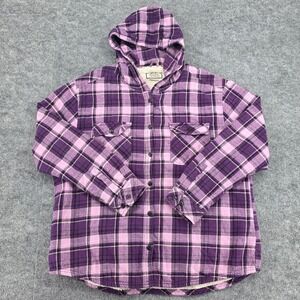 Boston Traders Mens XXL Purple Plaid Sherpa Lined Hooded Flannel Shirt Jacket
